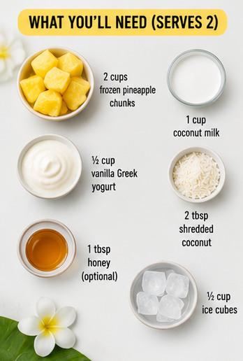 Piña Colada Smoothie ingredients